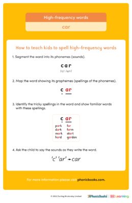 US high frequency words car